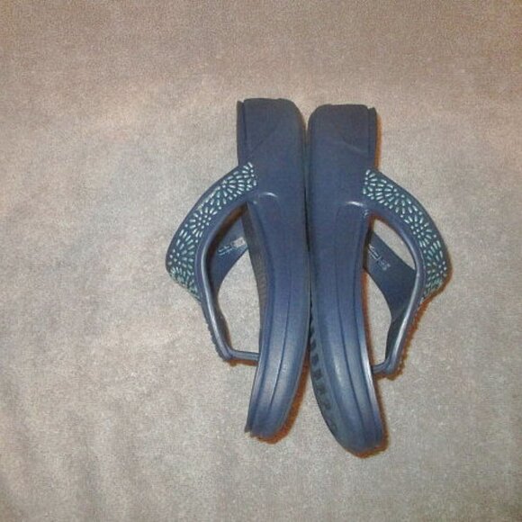 Crocs Monterey Diamante Sandals Size 10 Thong Platform Wedge Blue Flip Flops - Picture 6 of 11